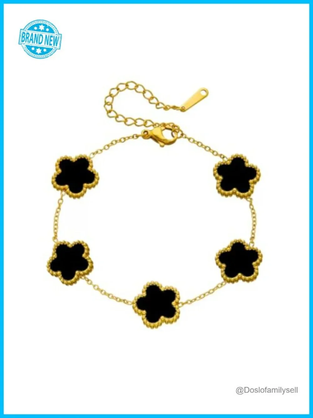 18K Gold Plated Dainty Lucky Clover Bracelet Stackable